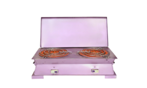 Double Burner Resistor Stove with Back Panel