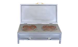 Double Burner Resistor Stove with Back Panel